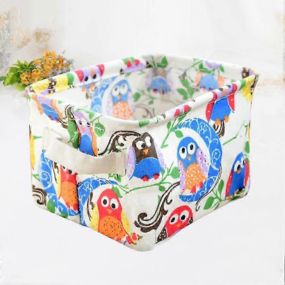 Practical Laundry Bucket Owl Pattern Cotton Linen Storage Holder