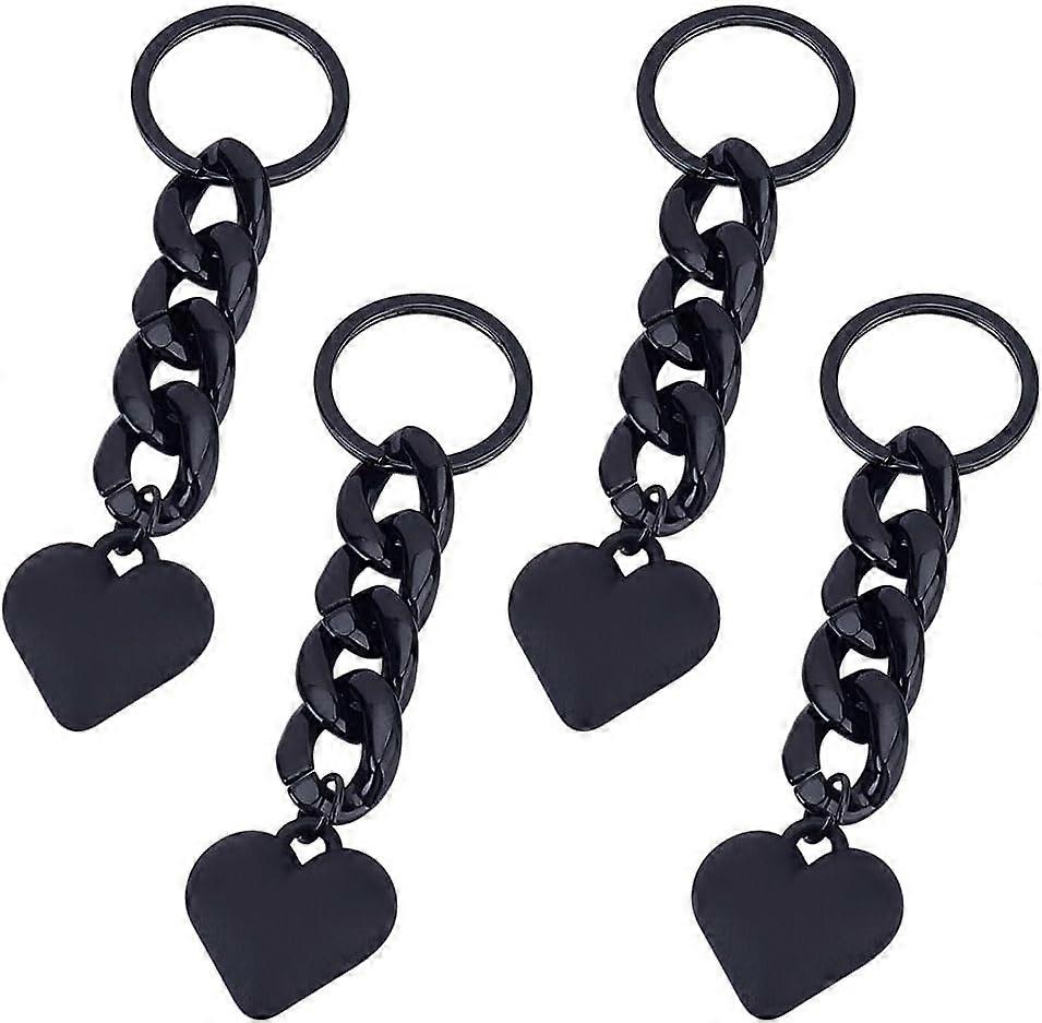 4Pcs Alloy Keychains Heart Black 112.5mm