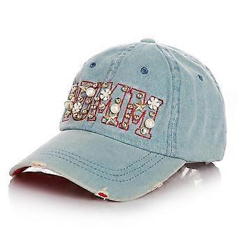 Women Girl Denim Baseball Cap Rhinestone Snapback Hat