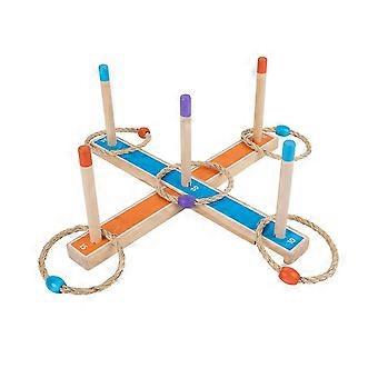 Ring Toss Toy Set Kids Outdoor Throwing Ring Game 3-12 Years Kids Outdoor Games Wooden Ring Throwin