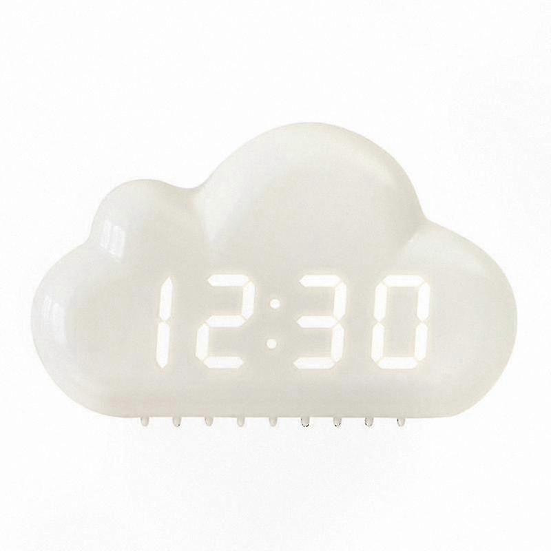 Cloud-shaped smart LED bedside clock with voice control, 1966 DesignWhite