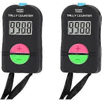 2 Pcs Electronic Counter, Digital Hand Tally Counter Electronic Manual Clicker With Lanyard Add Subtract Model [MI]