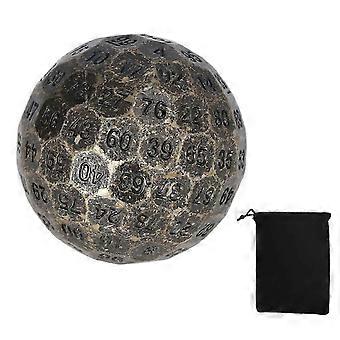 Heavy and refined 100-sided metal polyhedral dice, suitable for role-playing and board games. Diameter: 5 cm. Made of brass.WHBYV