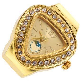 Novelty Finger Watch Ring for Time Watching 2Pcs Golden Alloy Mini Finger Watch