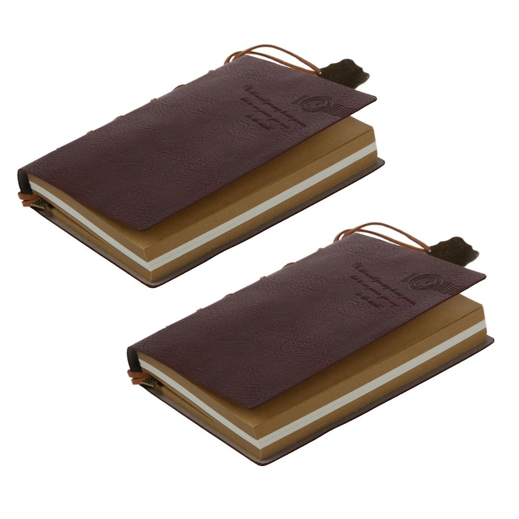 2x Delicate Cool Classic Vintage Leather Bound Blank Pages Journal Diary Notebook