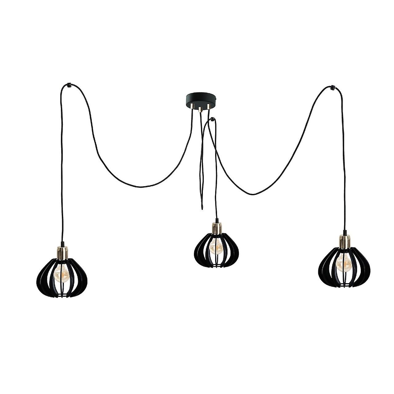 Keter Gemma Cluster Pendant Ceiling Light Black, Gold, 3x E27