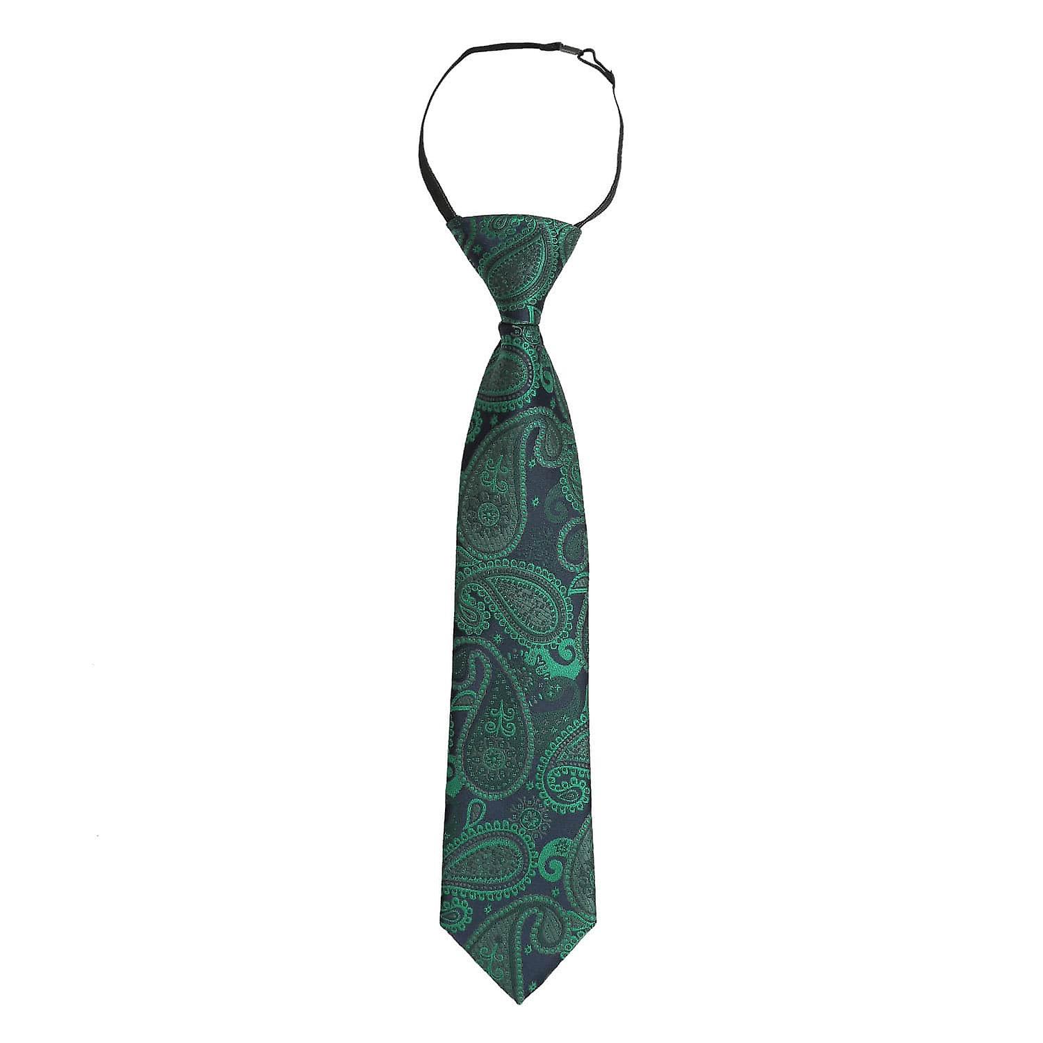 Navy and Green Paisley Bohemian Elasticated Tie for Boys
