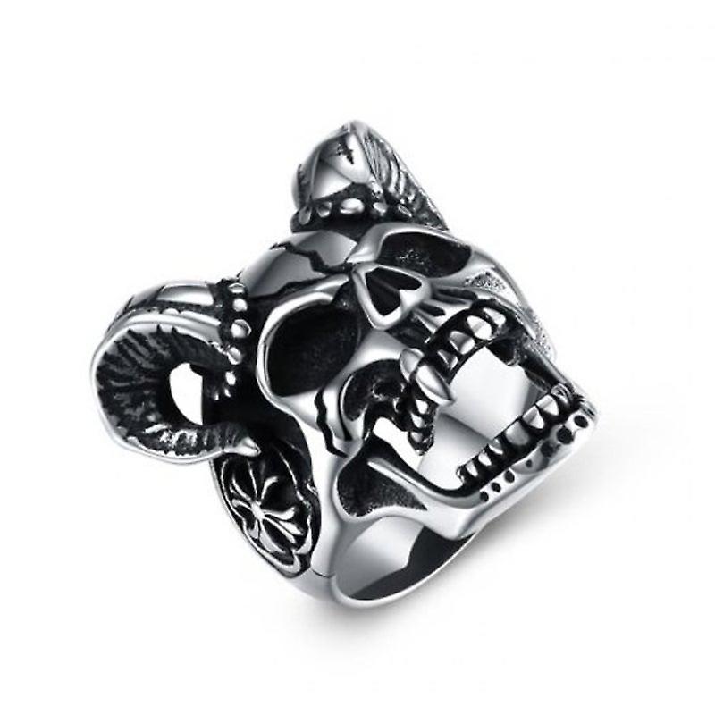 Veile Studios Sheep Head Skull Titanium Steel Men Ring Silver 10 Rings