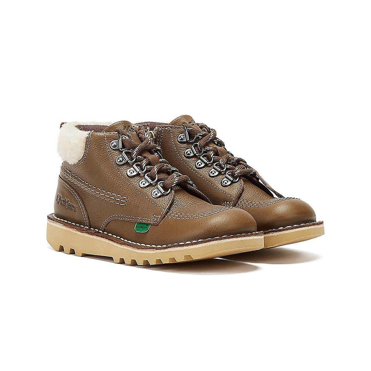 Kickers Kick Hi Winter Leather Junior Khaki Boots