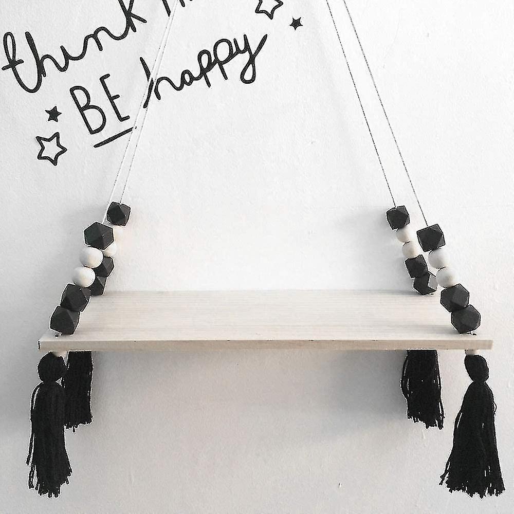 Nordic Swing Shelf, Wooden Display Floating Wall Hanging Rope Nordic Shelf For Living Room Bathroom