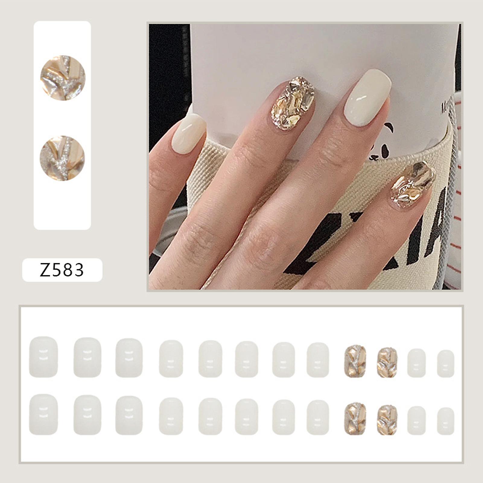 Milchig Weiß Flash Fairy Fake Nails Neujahr Langlebiger Dauerhafter Nagel