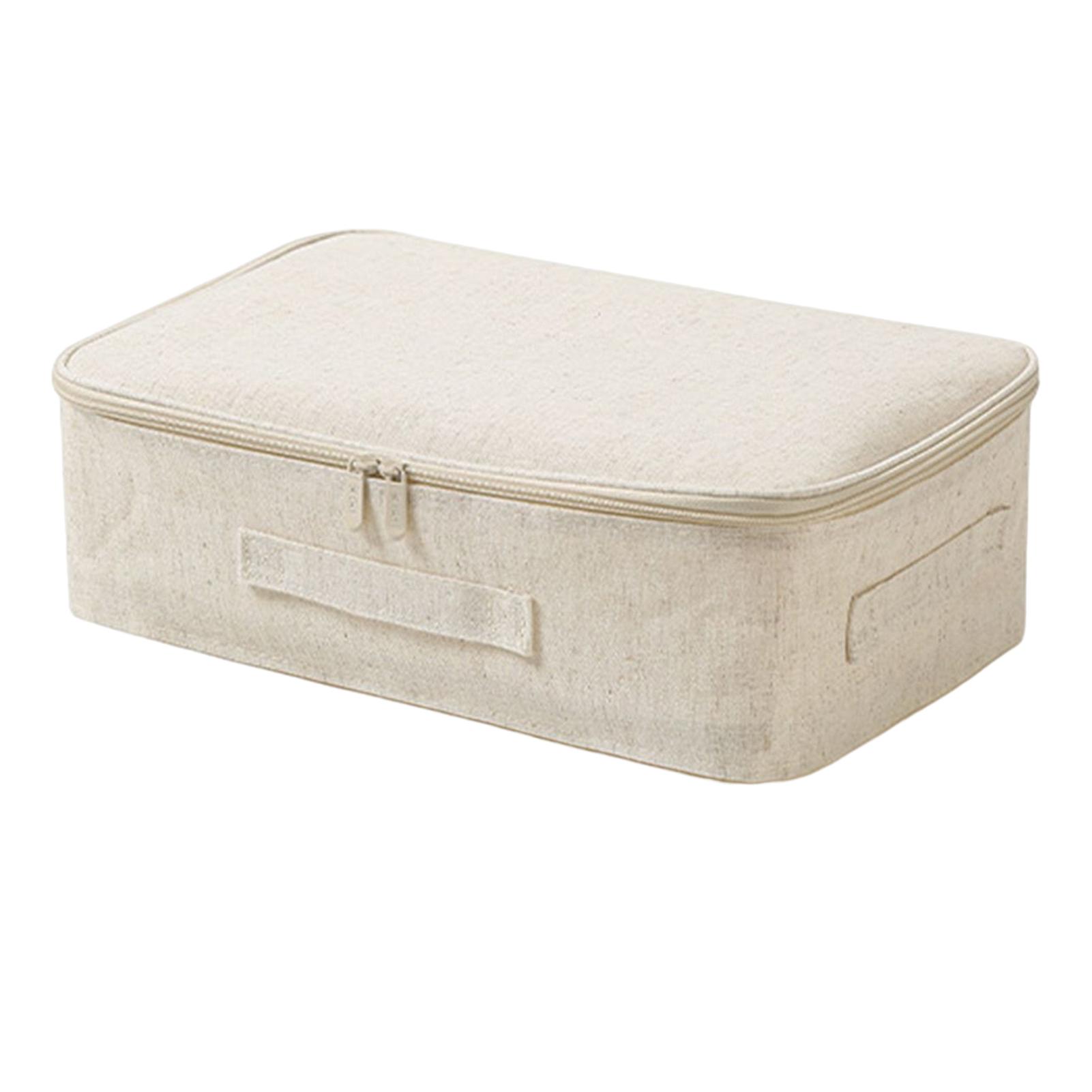 Linen Fabric Storage Box Cube Double Zipper Closure Storage Box