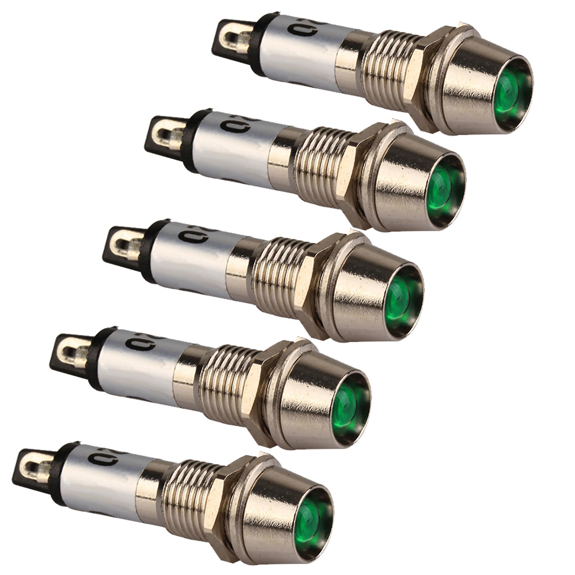 5PCS XD8-1 Metal Shell 8mm 220V Panel Indicator Power Signal LED Light