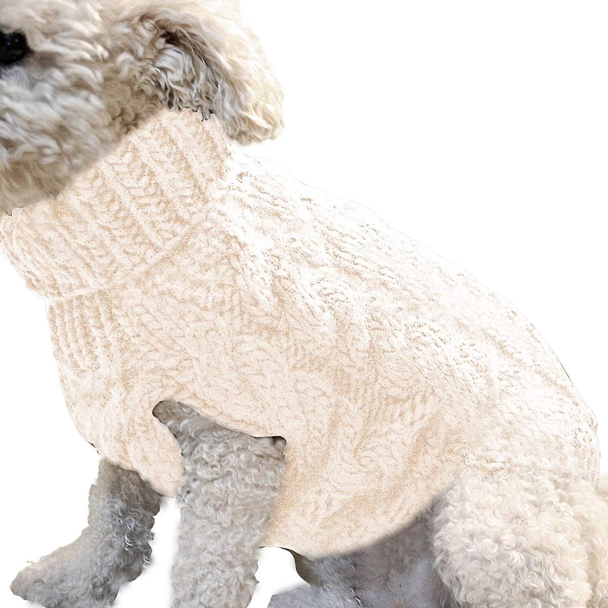 Dog Turtleneck Sweater Autumn Winter Knitted Pet Puppy Clothes Thick Warm Vest Jacket white