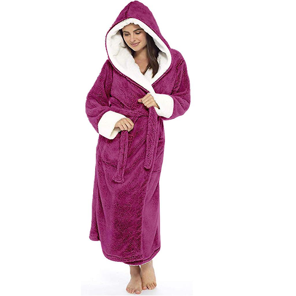 Accappatoio da donna in pile Sherpa, morbido, con cappuccio, soffice, in spugna