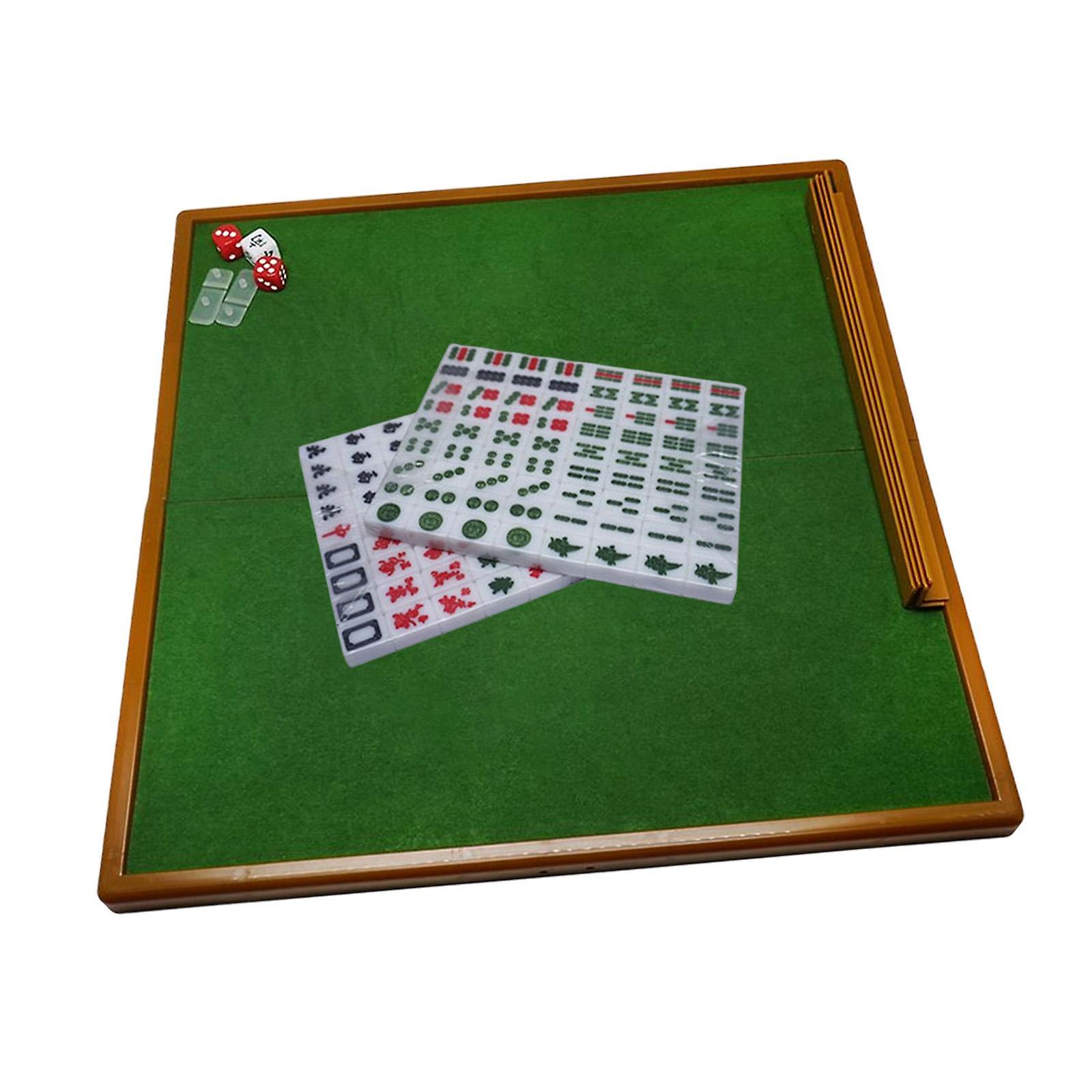 Portable Mahjong Game Set Board Game 144 Tiles Mahjong for Family Home Party green