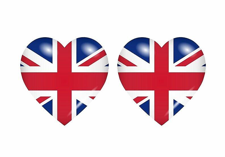 2x αυτοκόλλητη σημαία καρδιά GR UK UK