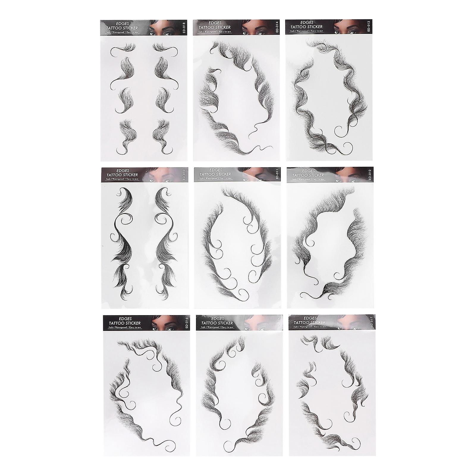 Autocollant de tatouage de cheveux Salon de coiffure DIY Coiffure Autocollants de cheveux Faux autocollant de ligne de cheveux 9 pièces/ensemble