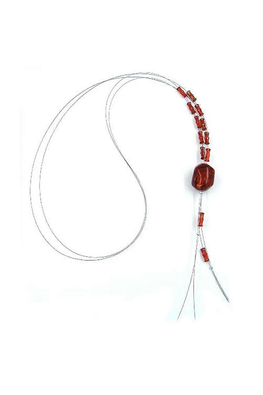 Necklace Tubes Brown Red Marbled - Gl02270