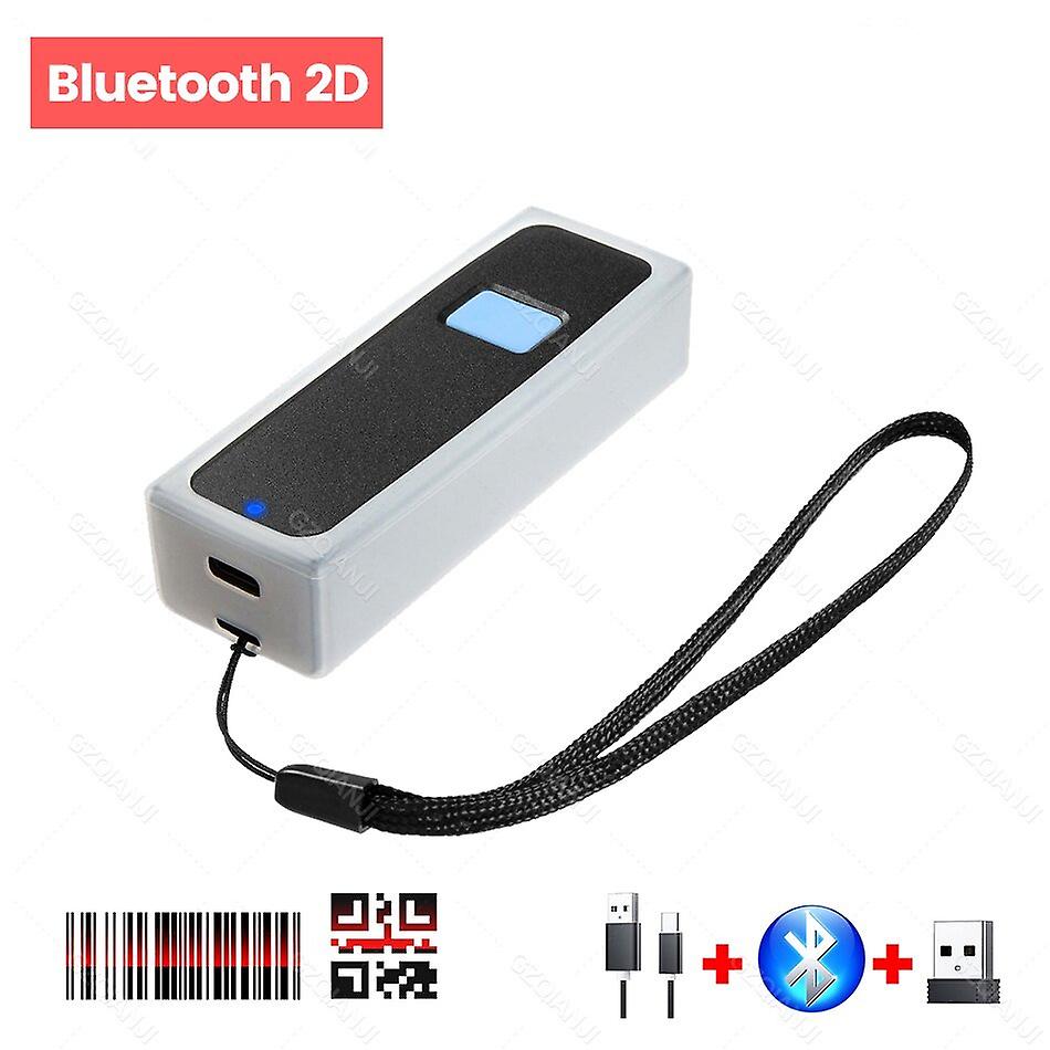 Mini Portable 1d 2d Bluetooth Barcode Scanner Qr Code Screen Image Reader Pdf417 Data Matrix Usb Wired Scanning 2.4g