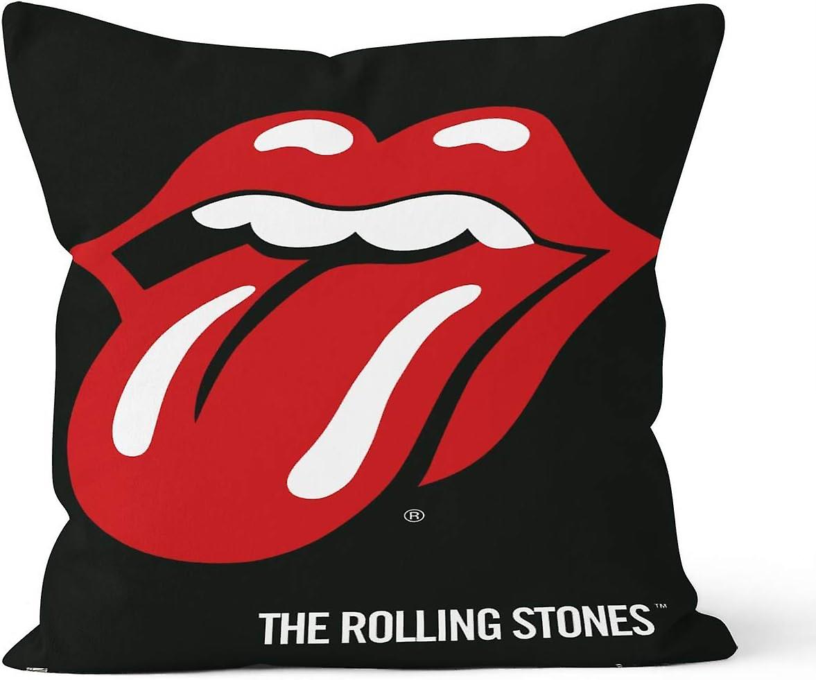 隠しジッパークロージャー両面装飾枕カバーローリングストーンズロゴ枕カバーギフト、車の装飾ホームソファ寝具に適用、サイズ18x18
