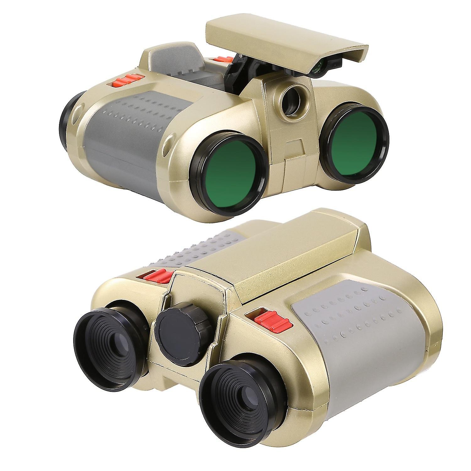 4x30 Kids Toy Night Vision Binoculars With Pop-up Led Light Portable Neck Strap For Watching Hiking Travelling