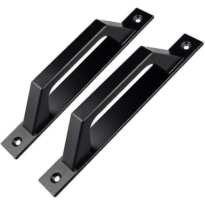 Black garden gate D shape door handle 200mm 2pcs