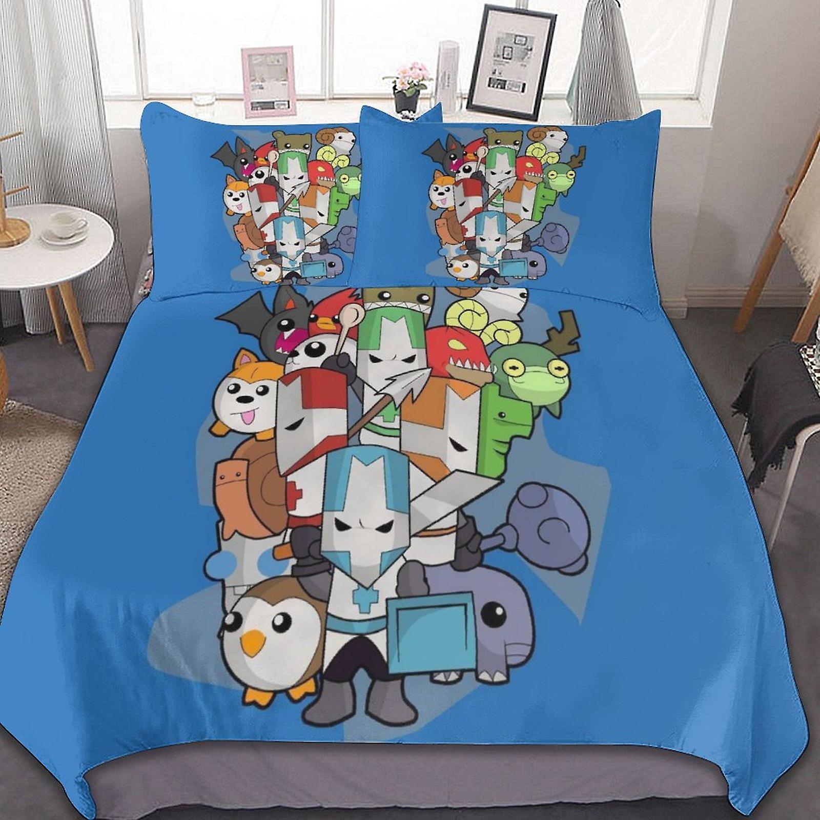 Castle Crashers 3 Pcs Bed Sheets Set Breathable Duvet Cover with 2 Pillow Sham Soft All Seasons Bedding Set