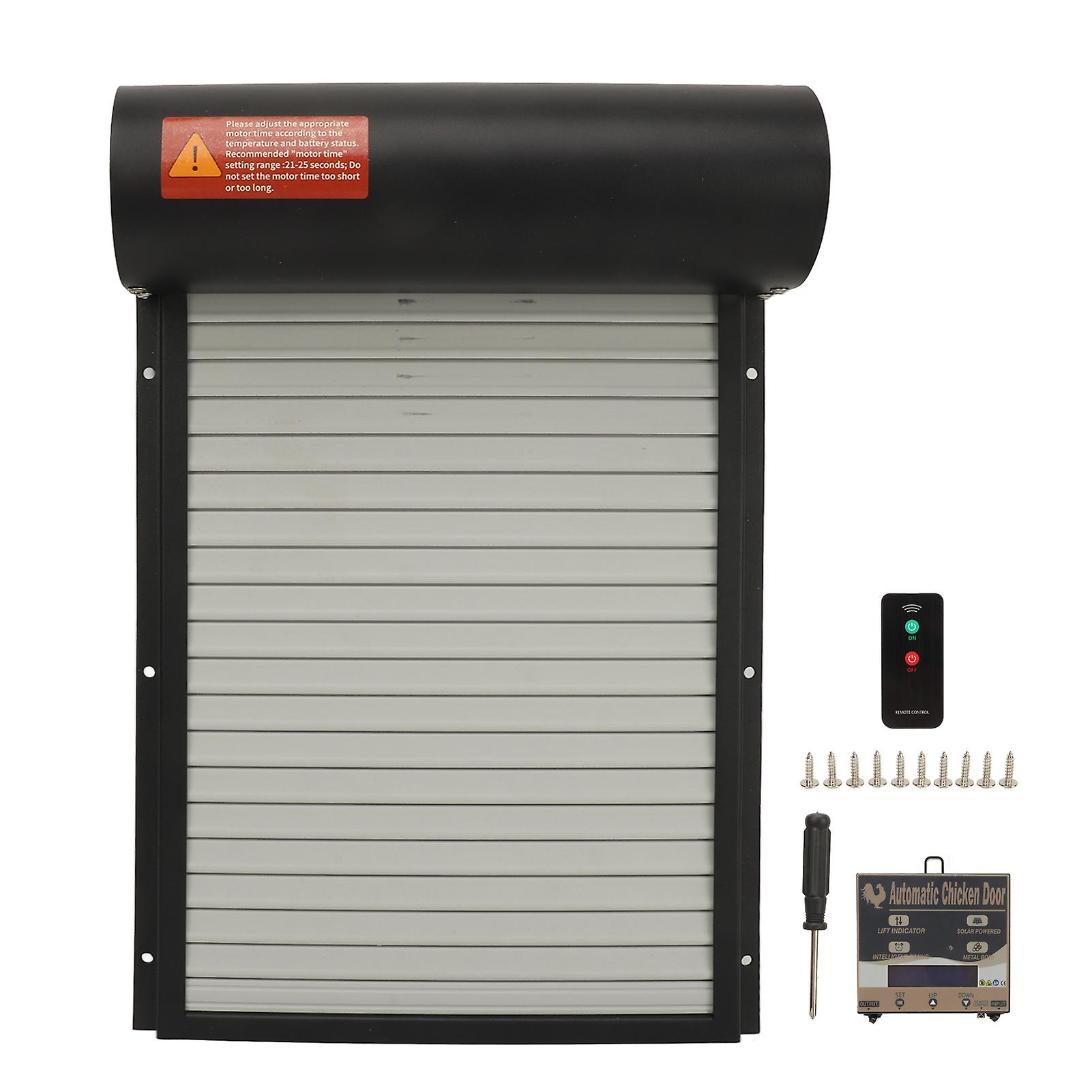 Automatic Chicken Coop Door Opener Battery Powered Timer Light Sensor Remote Control LED Display Manual Auto Chicken Door Black