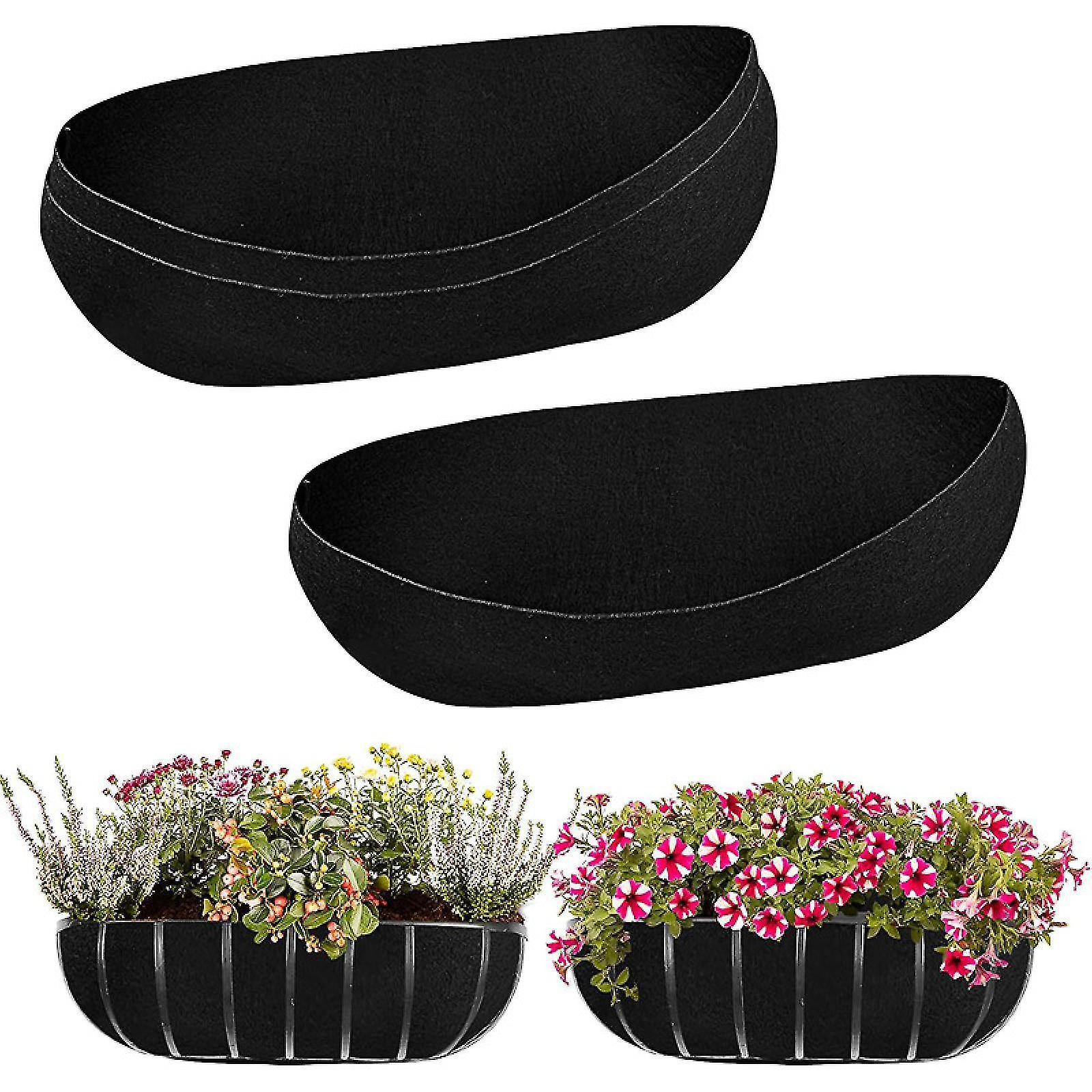 3PCS Hanging Basket Liners, Felt Trough Planter Liners, Fabric Window Box Liners Replacement, Wall Mounted Planter Liner -GSL