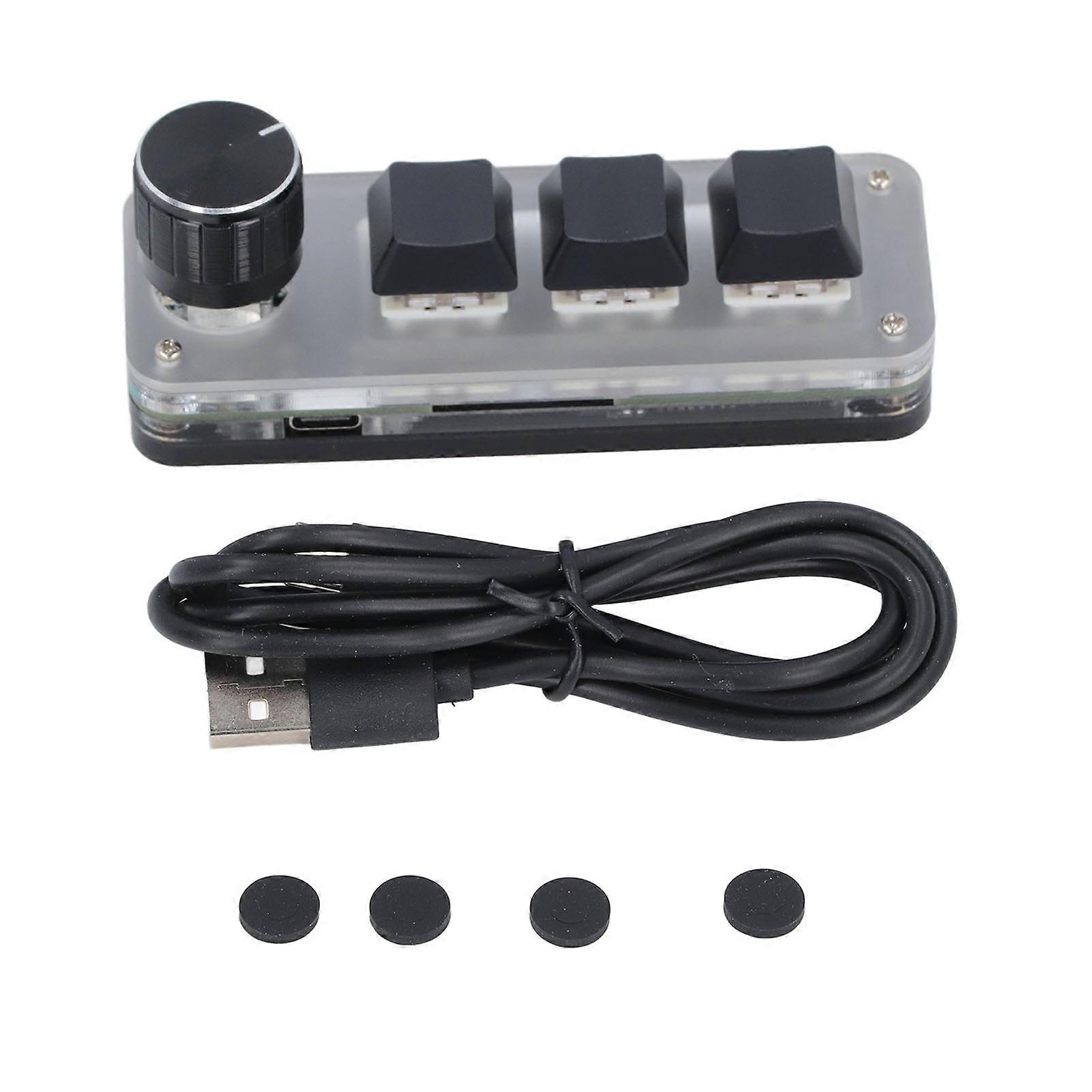 Custom Keypad 3 Key 1 Knob Mini Mechanical Keypad with RGB LED Dustproof Red Switch USB C Connection