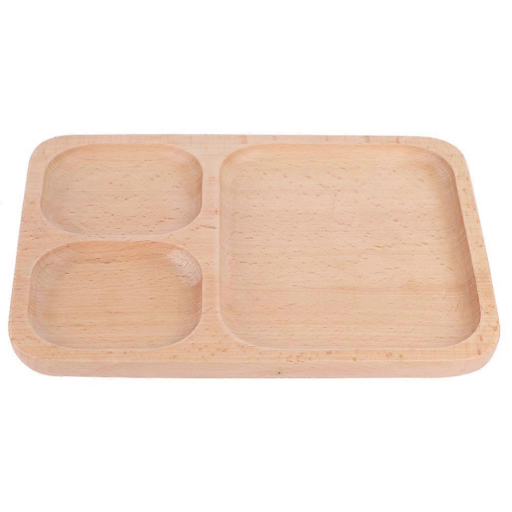 Sectional with 3 Compartments Wood Serving Platter Tray Fruit Food Server Dishes Plat #1