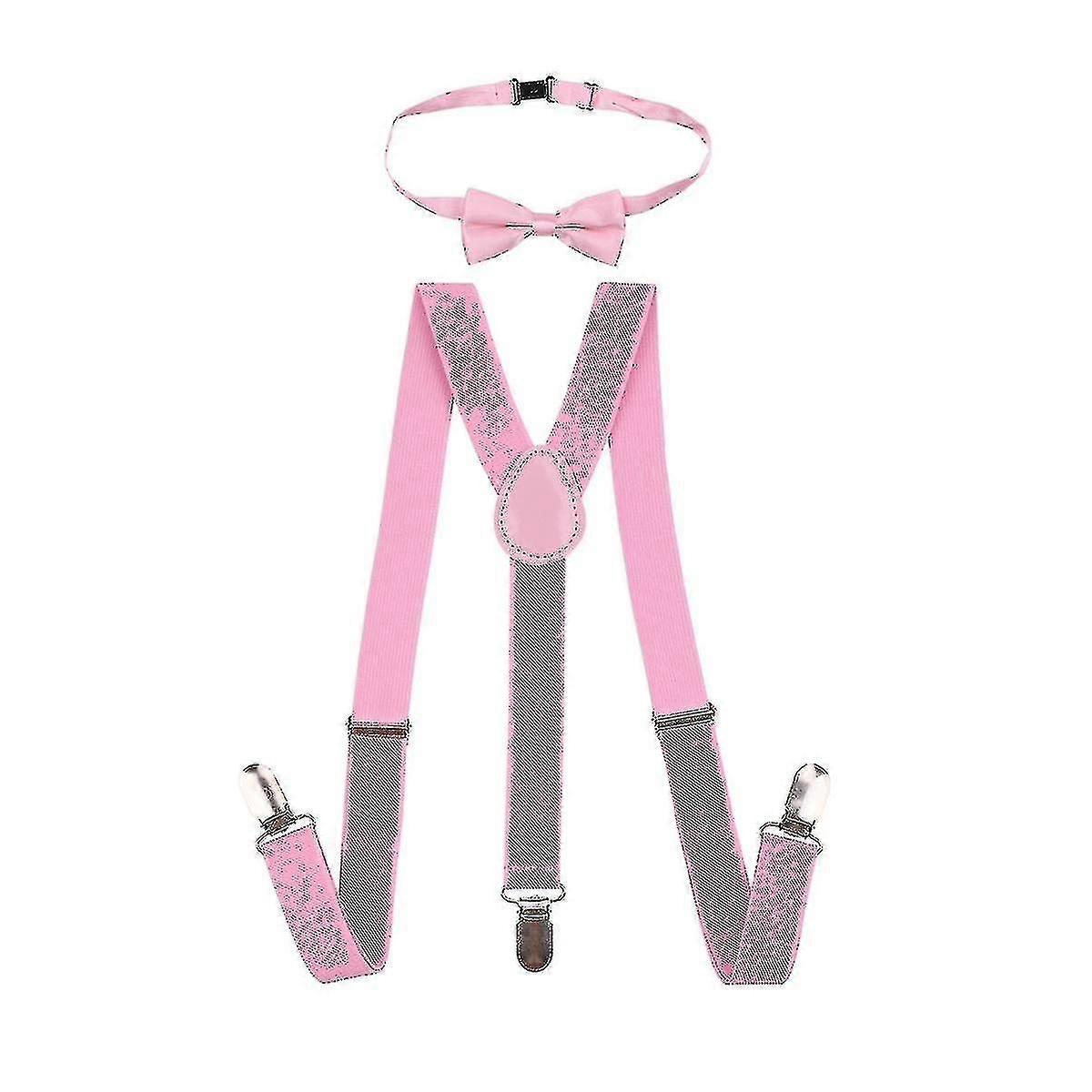 Kids Bow Tie And Adjustable Elastic Suspender Braces Compatible With Boys