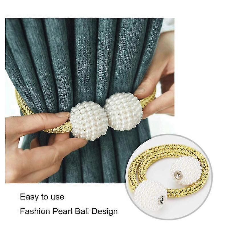 Jianghuo Magnetic Curtain Tiebacks Clips (2 Pack),Window Tie Backs Holders For Home Office Decorative Rope Holdbacks Classic Tiebacks Design (Gold)