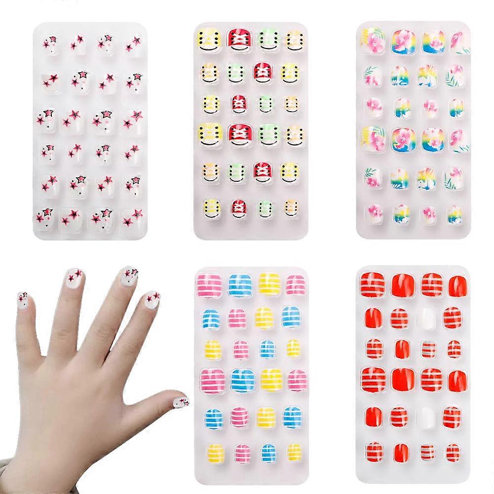 Weerblj24g 5 ensembles Enfants Faux Ongles Couverture Complète Court Faux Ongle Beau Cadeau pour Enf