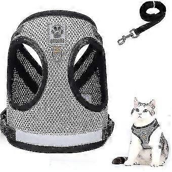 Cat Harness And Lead Set, Escape Proof Cat Kitten Walking Vest With Leash, Adjustable Soft Reflective Mesh Vest Harness And Lead For Small Medium Cats