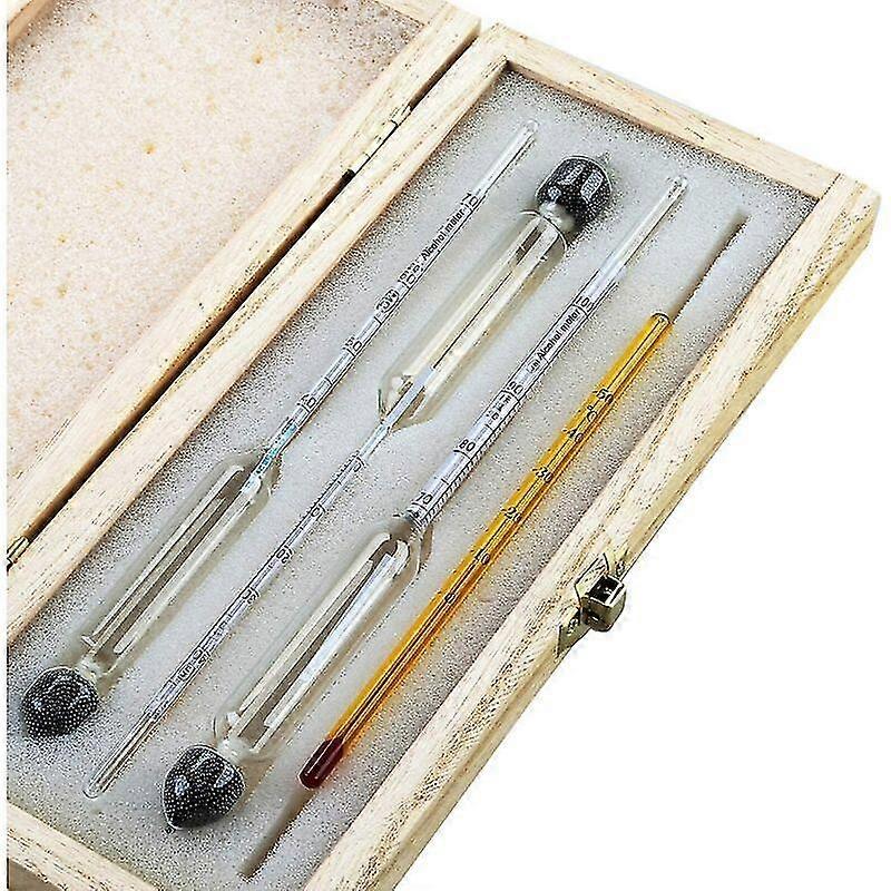 Professional Alcohol Meter  Set Of 3 Hydrometers With Graduation From 0 To 100% + Thermometer To Measure The Alcohol Content Of Eau-de-vie, Whisky, Vo