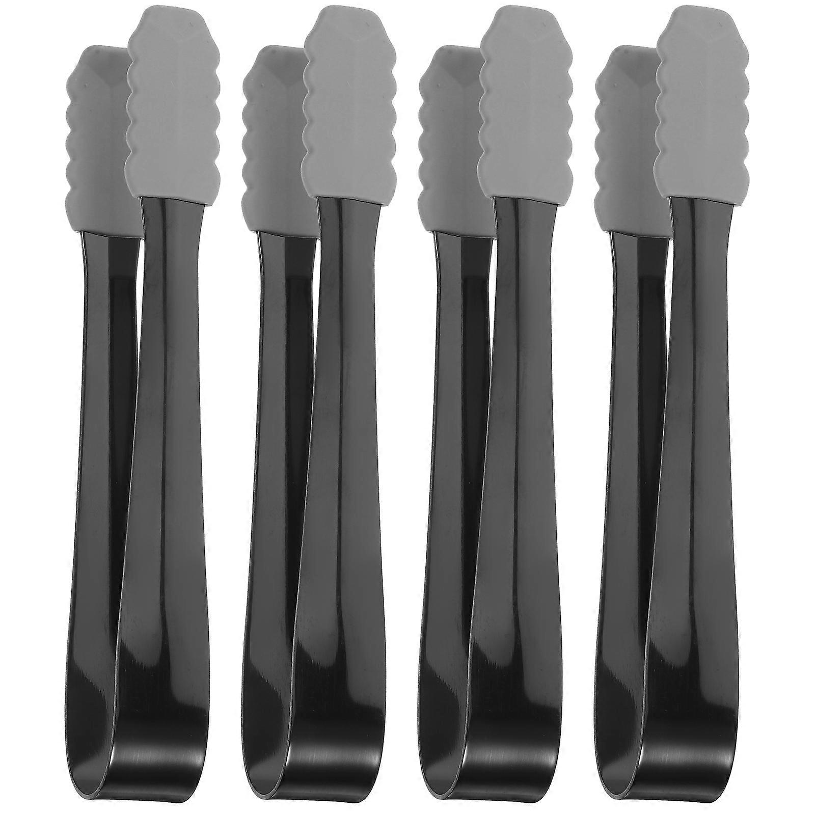 4pcs Silicone Sleeve Ice Cube Tong Tool Food-grade Stainless Steel Tong Ice Cube Tong