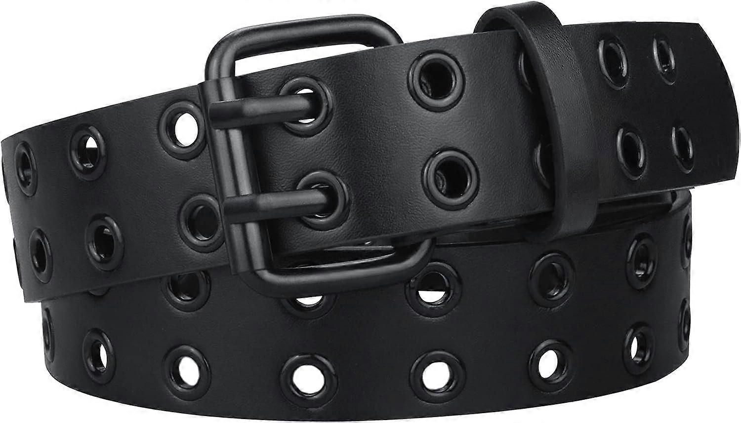 Curea neagră cu două găuri (105cm, cataramă 110cm)