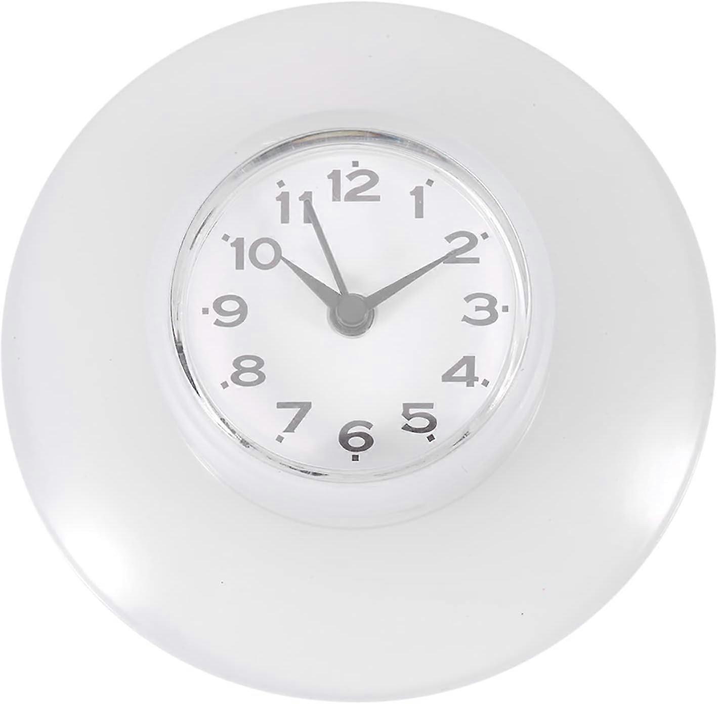 Wall Clock, Mini Waterproof Bathroom Kitchen Mirror Suction Wall Clock Shower Quartz Clocks(White)
