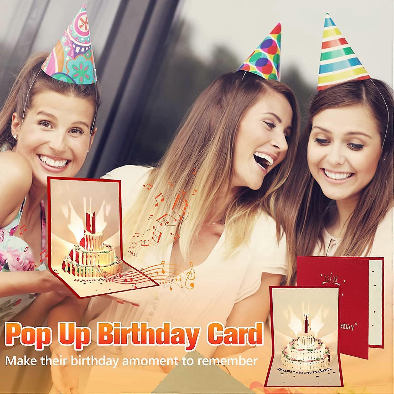 Depesche 11130-015 - Biglietto di auguri 3D pieghevole con musica e luce, per compleanno, 15,5 x 15,5 cm, con busta abbinata, stampato all'interno e all' esterno