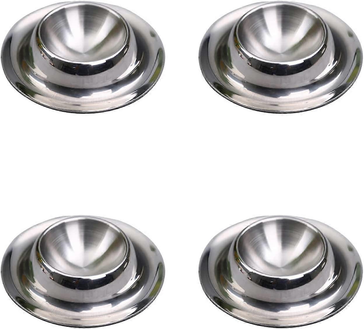 Pack of 4 Stainless Steel Egg Cups, Polished Stackable Egg Cups, Round, Stackable(Silver)