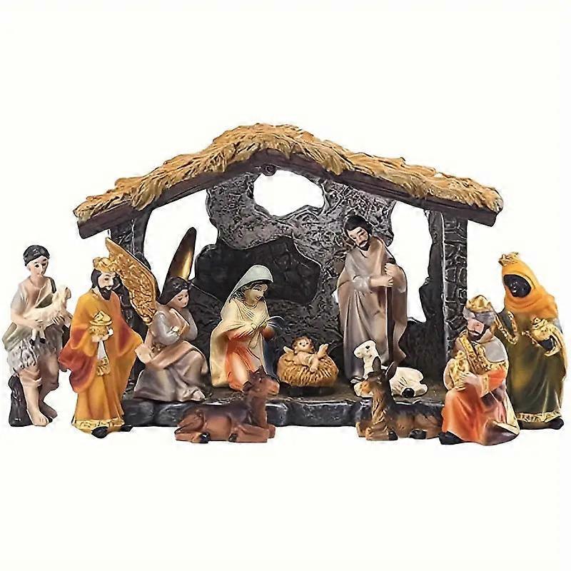 Nnetm Divine Nativity: 12-piece Realistic Christmas Figurine Set Awo75175