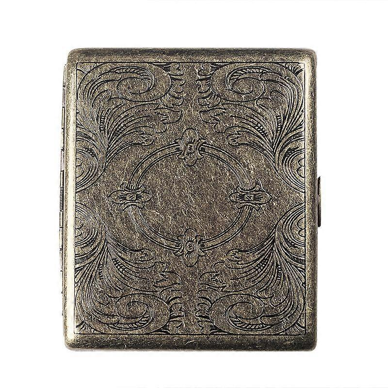Metal Carved Cigarette Box 20 Pcs Retro Portable Flip Cigarette Boxes Creative Pressure-Proof Moisture-Proof Bronze Men's Cigarette Box