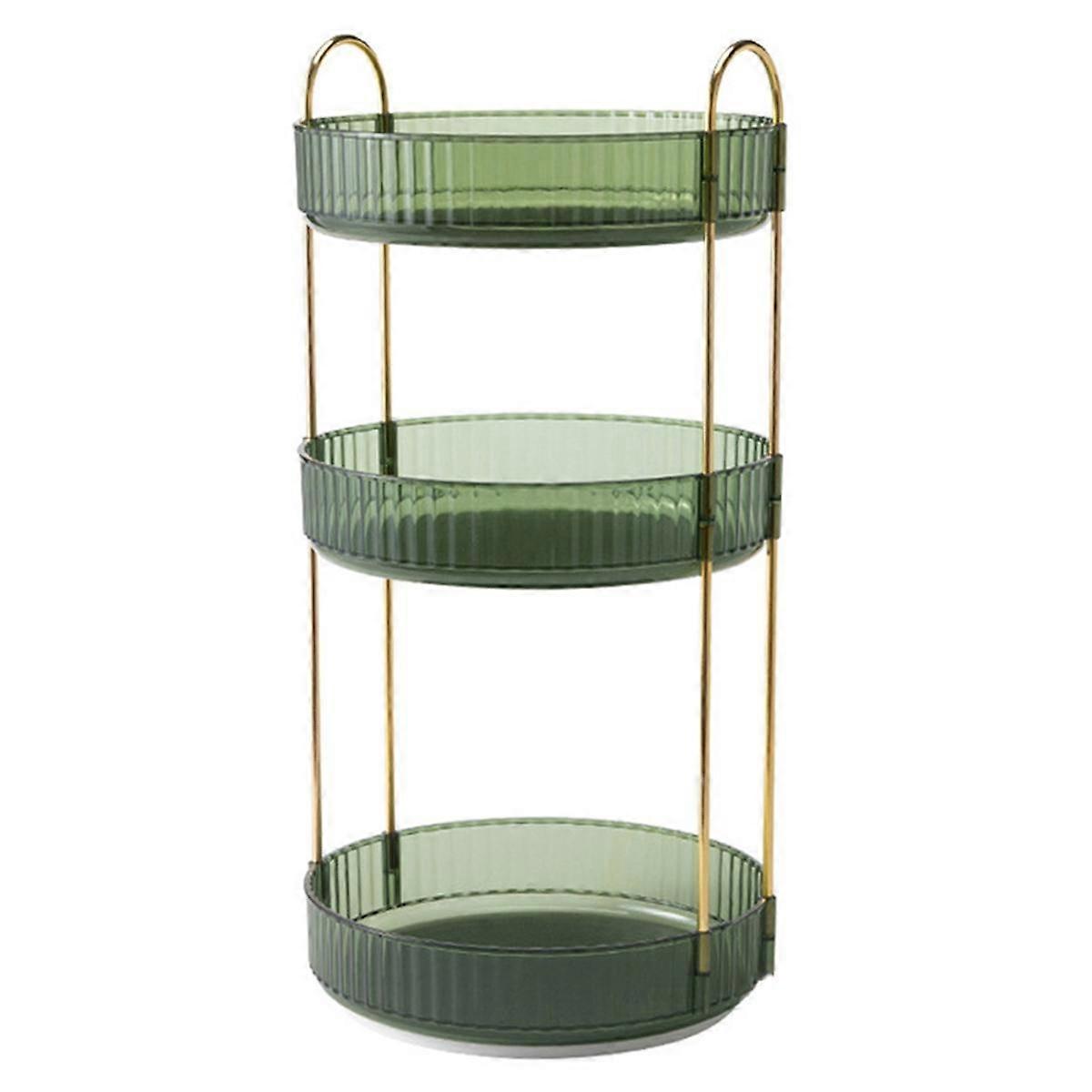 3 Tier High-Capacity Rotating Makeup Organizer 360 Rotation Make Up Organizer Box Cosmetic Organizer,Dark Green