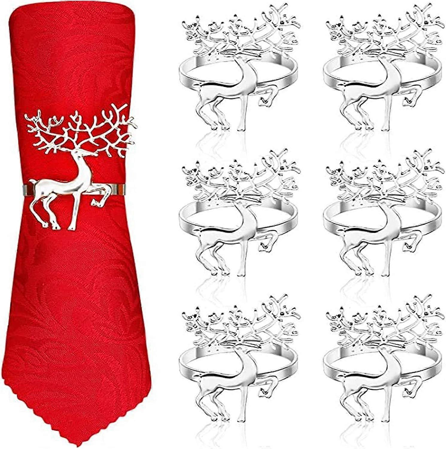 LINJOU Noël Ronds de serviette - 6 Pcs Noël Alliage De Serviette De Serviette Porte Ménage Serviette Boucle