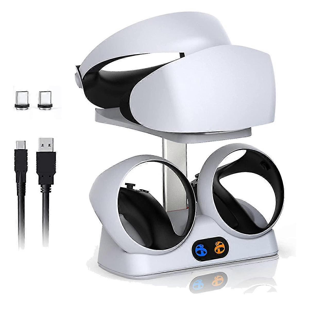 Charging Station For Psvr2 Controllers With Headset Holder, Virtual Reality Charger Stand Dock For