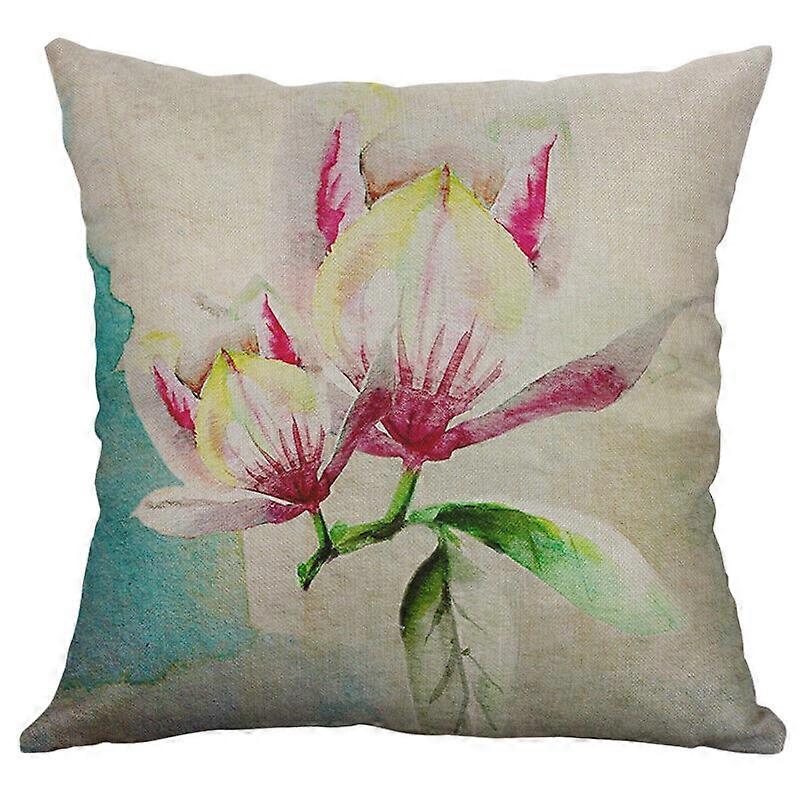 Capa de almofada de linho de algodão com estampa de flores para sofá e fronha Home Deco Design 63jpjcjh