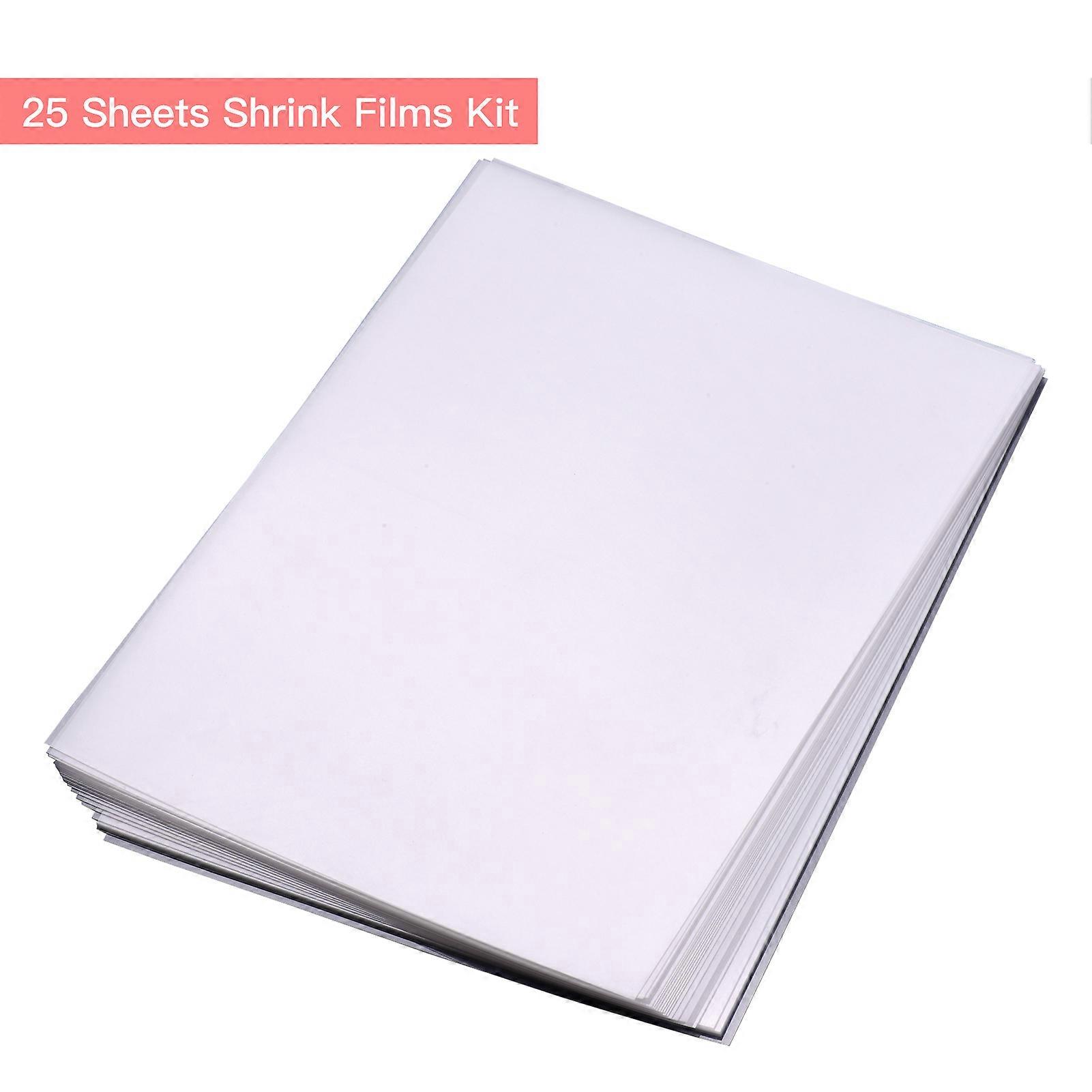 25 Sheets Translucent Printable Shrink Films Kit Shrinky Art Film Paper Heat-Shrink Sheets Can be Printed for Inkjet Printer for DIY Pendants Earrings