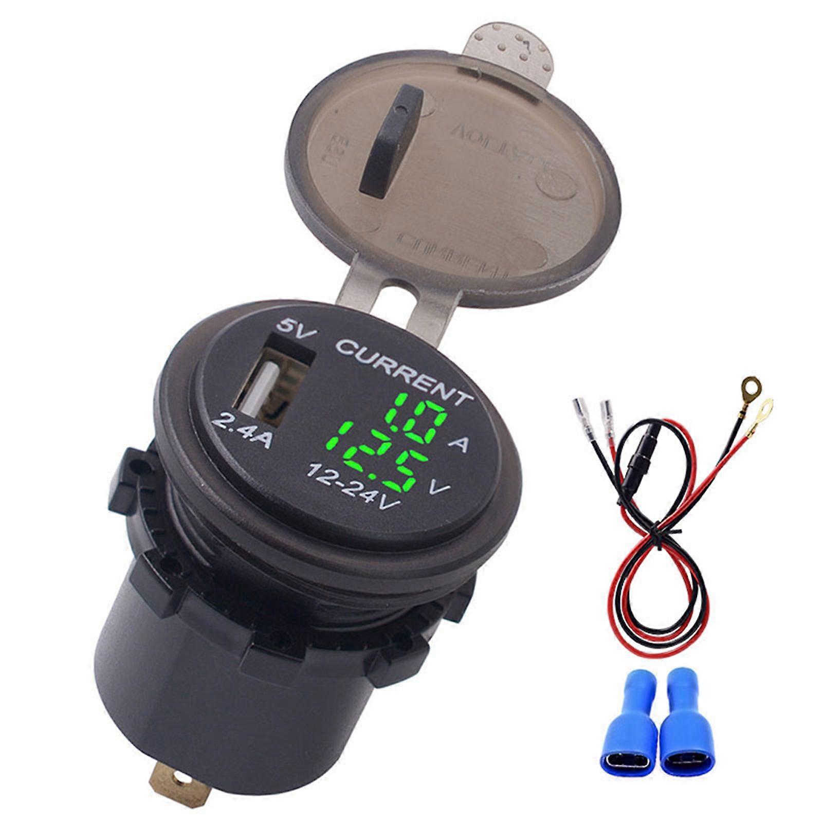 USB Outlet Panel Power Adapter Outlet With Voltmeter Design Suitable for SUVs Boat Marine